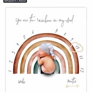 Baby Milestone Blanket with Rainbow Design